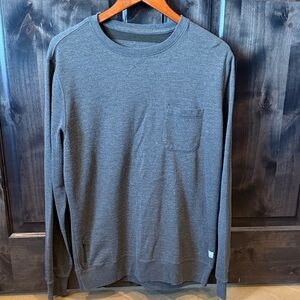 Vuori Dark Charcoal Crewneck Sweatshirt with Logo Tab